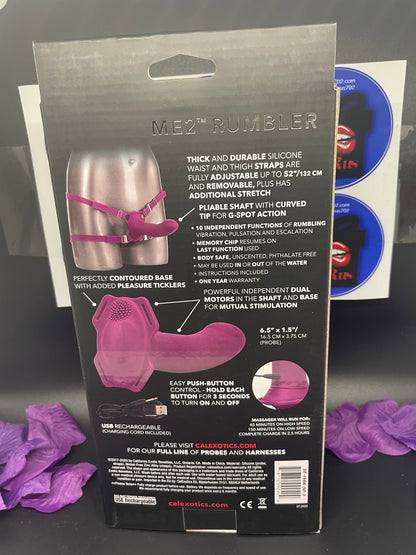 ME2 Rumble Vibrating Silicone Strap-On in Purple