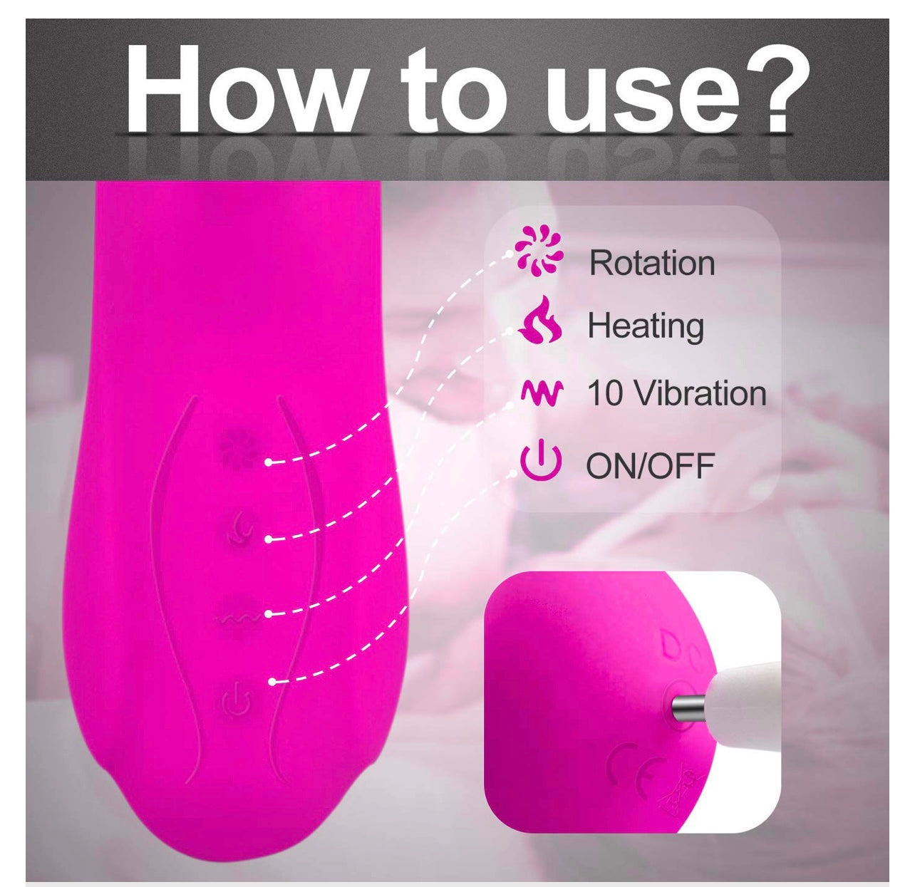 Telescopic Clitoris Stimulator Rotating Thrusting Dildo Vibrator Rabbit