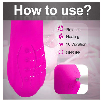 Telescopic Clitoris Stimulator Rotating Thrusting Dildo Vibrator Rabbit