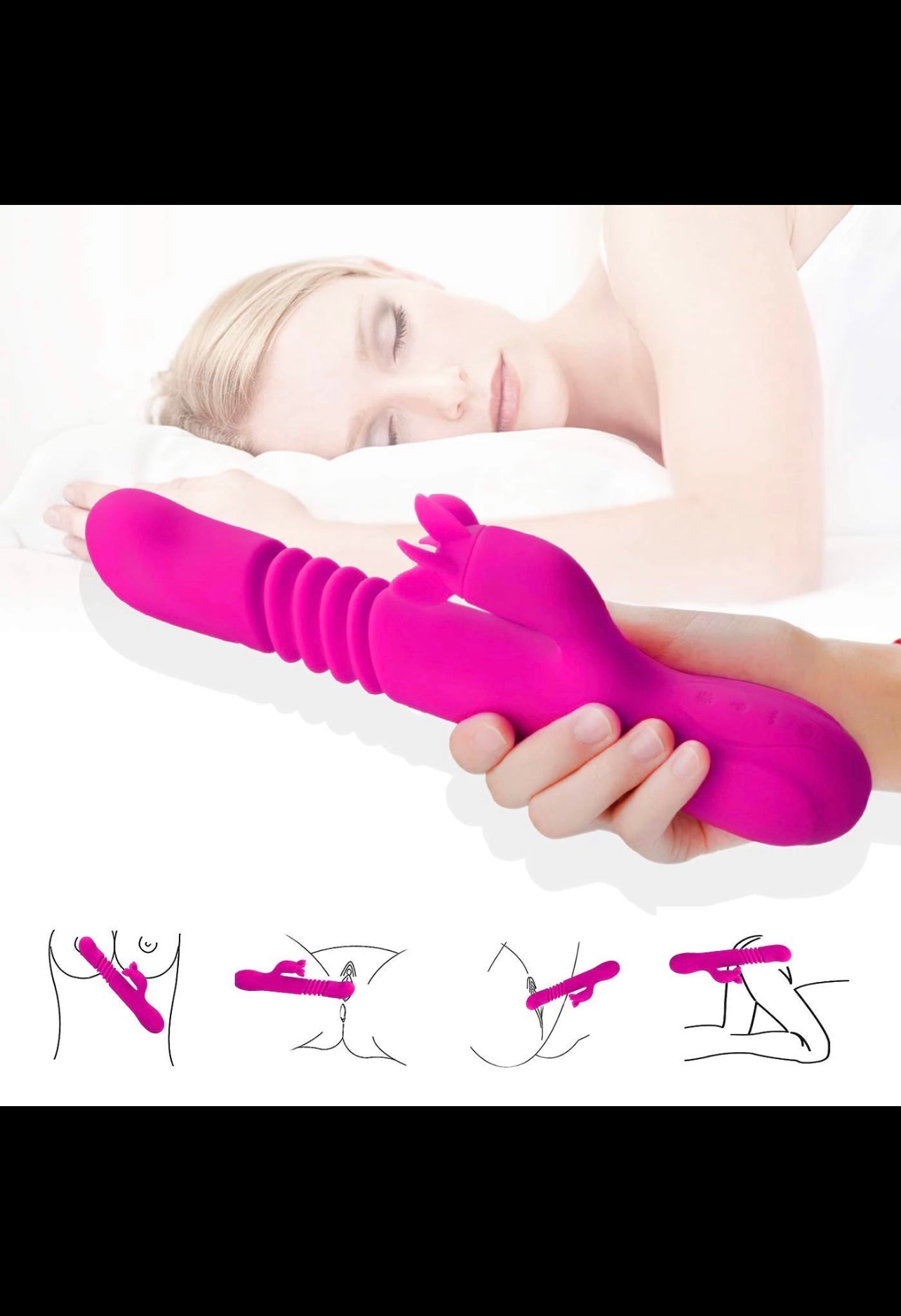 Telescopic Clitoris Stimulator Rotating Thrusting Dildo Vibrator Rabbit